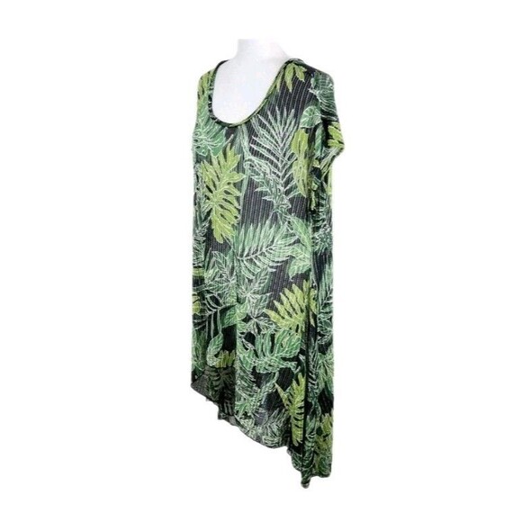 Cha Cha Vente Dress Women 3X Black Green Tropical Knit Coverup Mini Casual - Picture 3 of 16